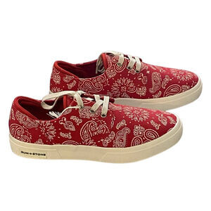 SUN + STONE Men's Kiva Lace-Up Core Sneakers Red Paisley 11M